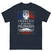 Thumbnail for T-shirt Français racines polonaises marine - pierogi et camembert