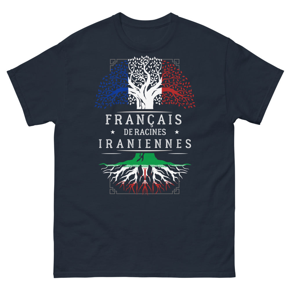 T-shirt Français d'origine iranienne marine - racines iraniennes
