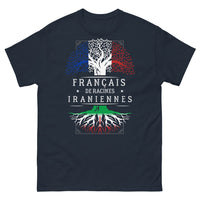Thumbnail for T-shirt Français d'origine iranienne marine - racines iraniennes