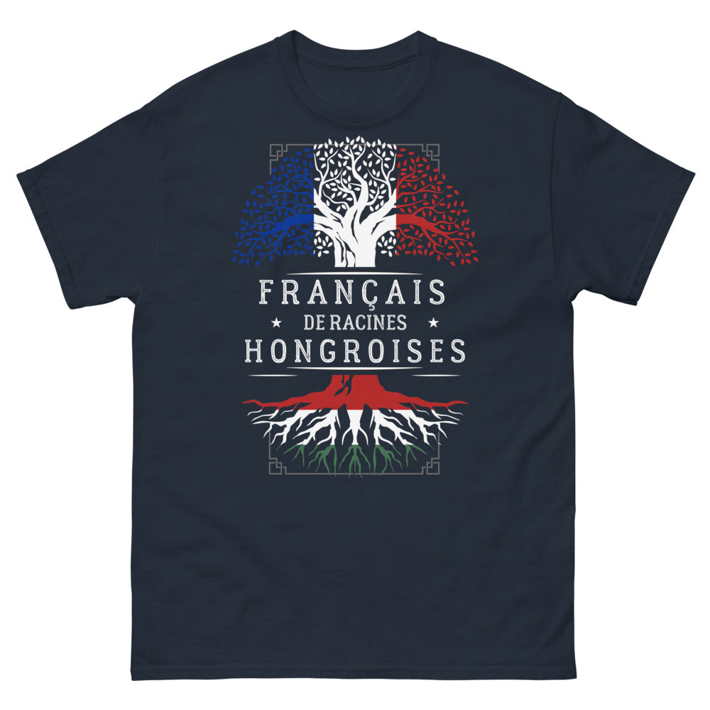 T-shirt Français de racines hongroises marine - Clin d'œil franco-hongrois