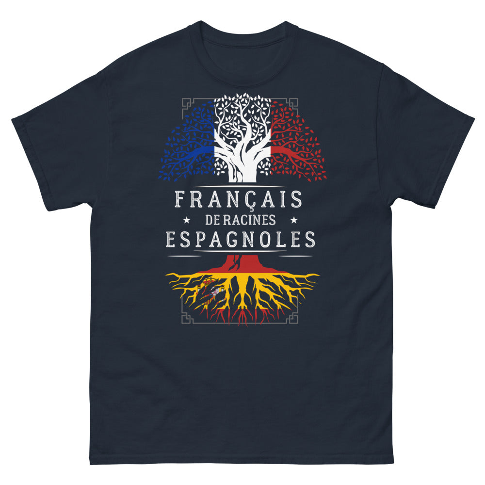 T-shirt Français de racines espagnoles marine - design sombre, clin d'œil humoristique