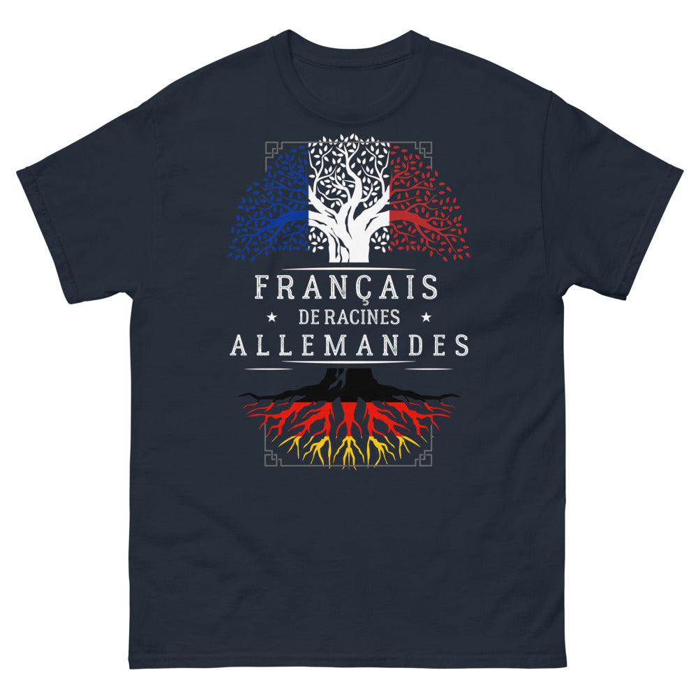 T-shirt Français de racines allemandes marine - humour et fierté