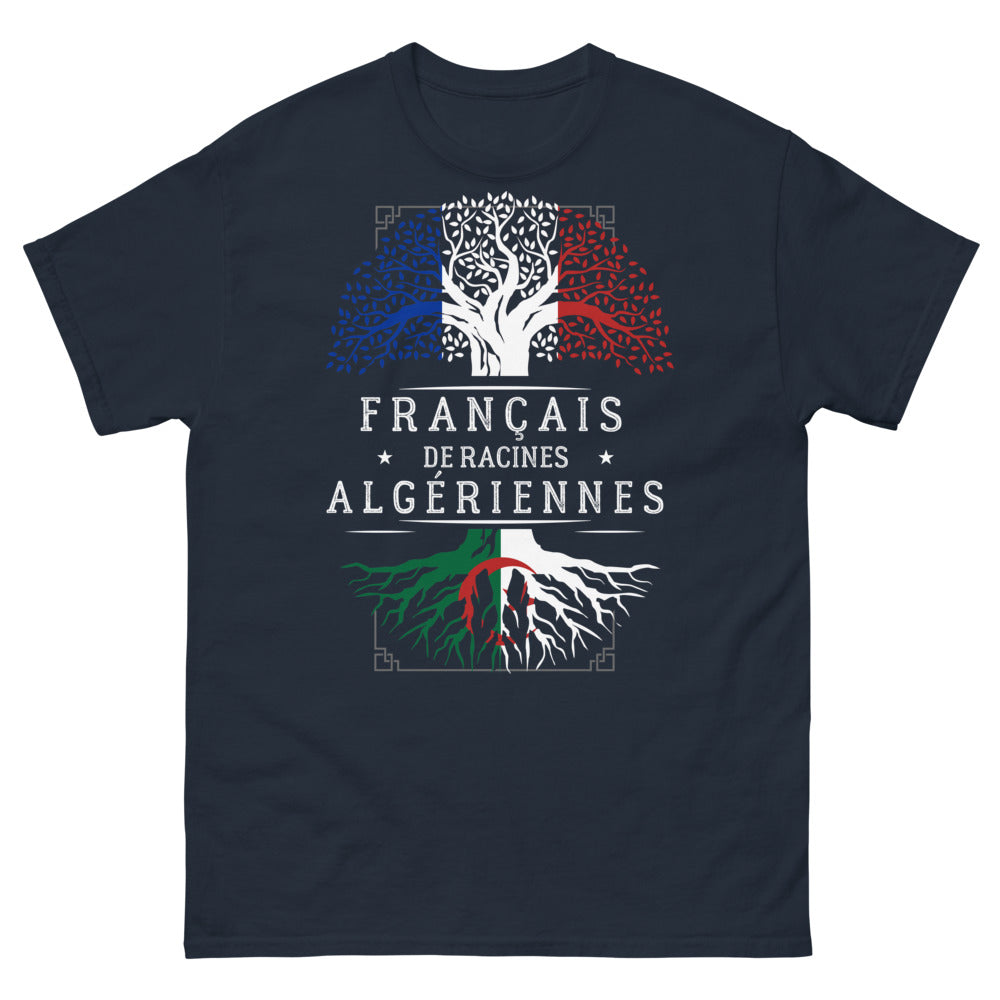 T-shirt Français de racines algériennes marine - fierté des deux rives