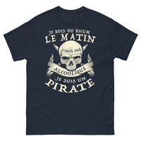Thumbnail for T-shirt Pirates marine - Je bois du rhum le matin, je ne suis pas alcoolique