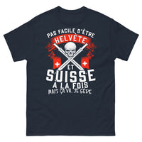Thumbnail for T-shirt Fierté Helvète marine - Pas facile d'être helvète et suisse