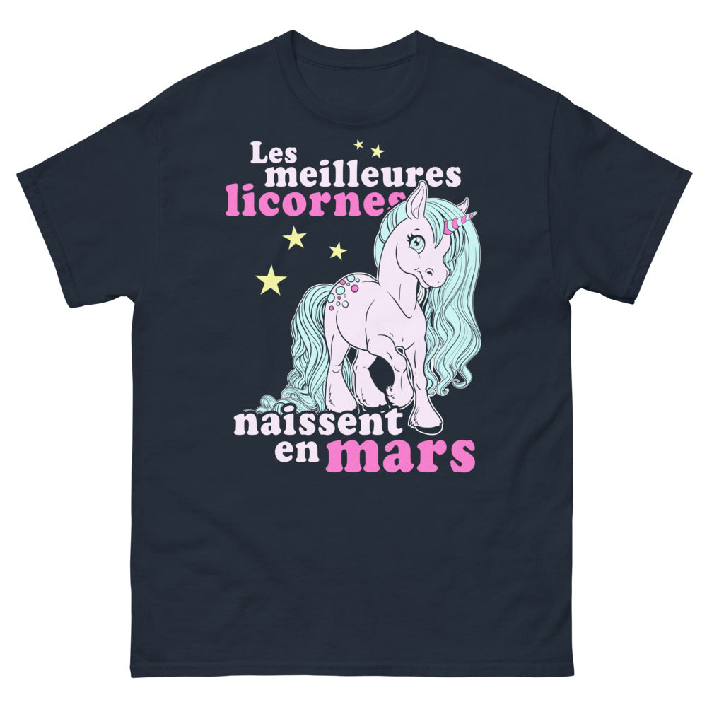 T-shirt Licorne Mars marine - Les Meilleures Licornes Naissent en Mars