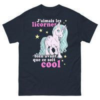 Thumbnail for T-shirt Licornes marine - J'aimais les licornes bien avant que ce soit cool