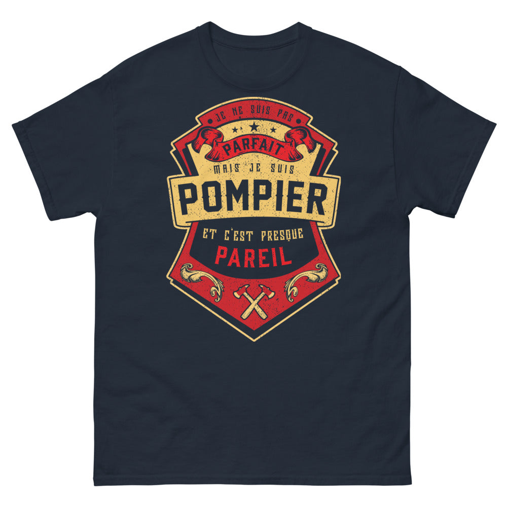 T-shirt Pompier marine - Je ne suis pas parfait, mais je suis pompier