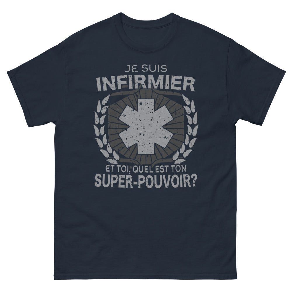 T-shirt Infirmier marine - Quel est ton super pouvoir ?