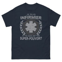 Thumbnail for T-shirt Infirmier marine - Quel est ton super pouvoir ?