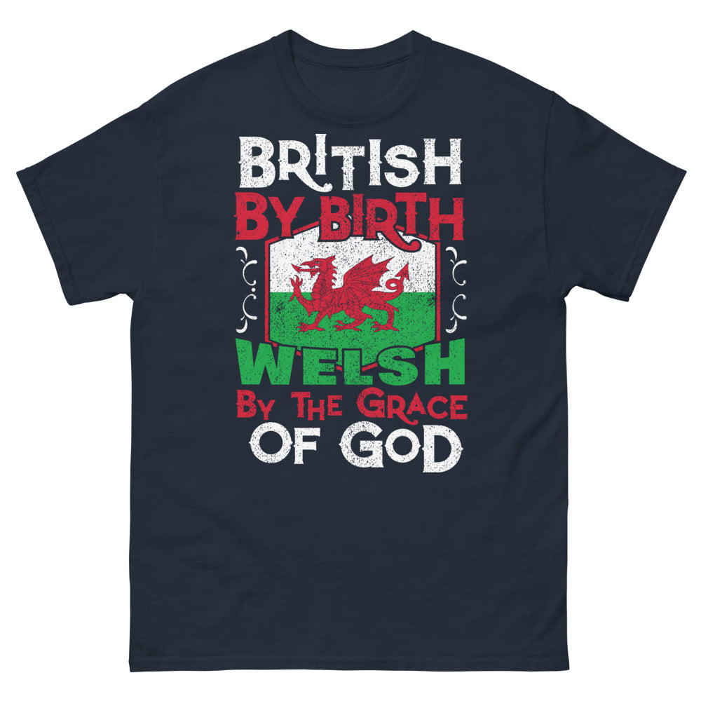 T-shirt Pays de Galles marine - British by Birth Welsh by the Grace of God