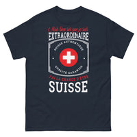 Thumbnail for T-shirt Suisse marine - Message humoristique « Fier d'être Suisse »