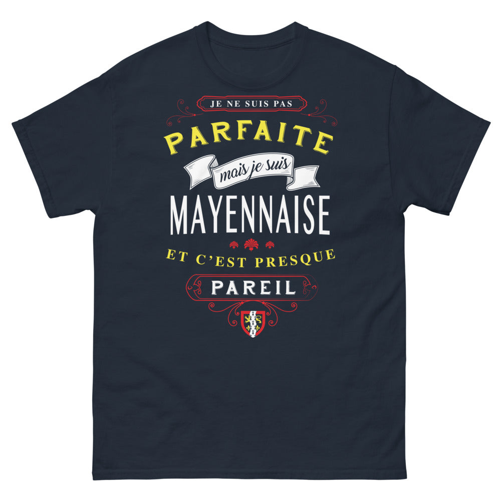 T-shirt Mayenne marine - Je ne suis pas parfaite, mais je suis Mayennaise