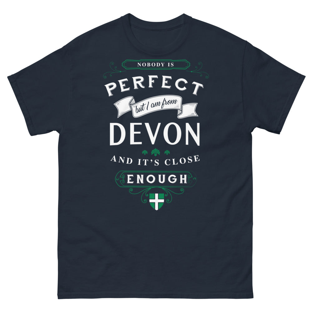 T-shirt Devon marine - Slogan 'Almost Perfect'