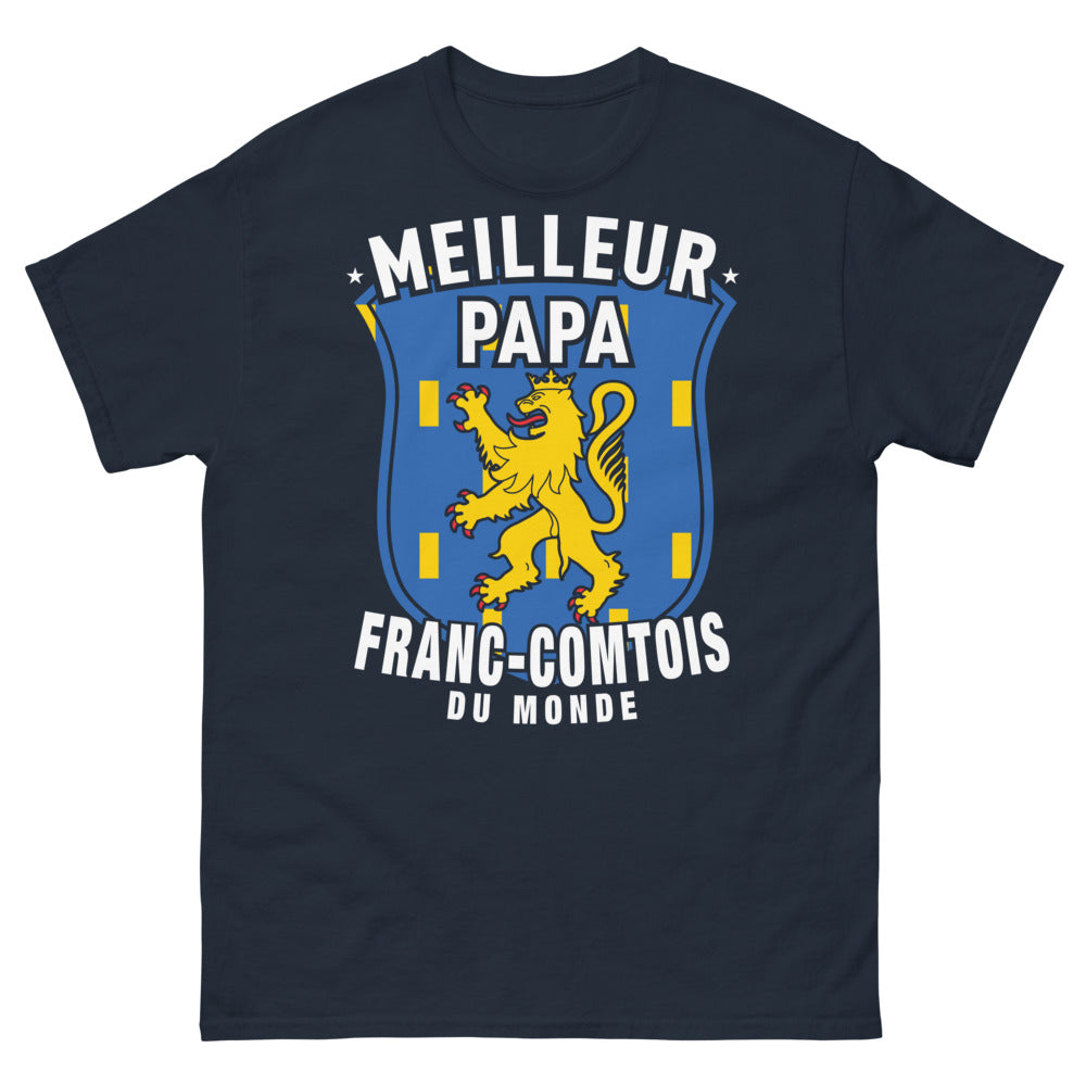 T-shirt Franche-Comté marine - Meilleur Papa Franc-Comtois