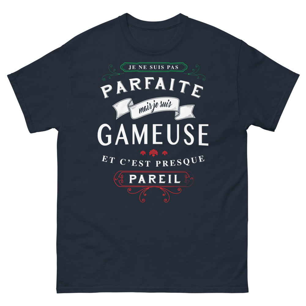 T-shirt Gameuse marine - Je ne suis pas parfaite mais je suis gameuse