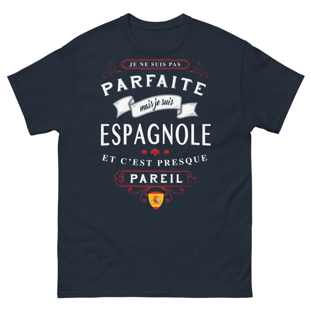 T-shirt Espagnole marine - Je ne suis pas parfaite, presque pareil