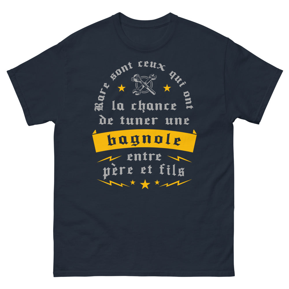 T-shirt Tuning père et fils marine - souvenir d'ateliers et mécanique