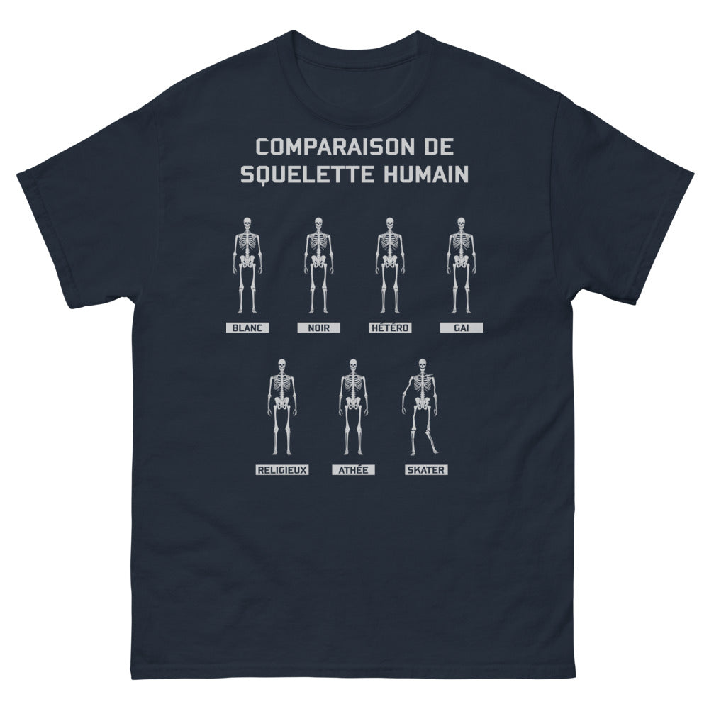 T-shirt Comparaison de squelettes marine - design squelettes vintage, hommage à la diversité