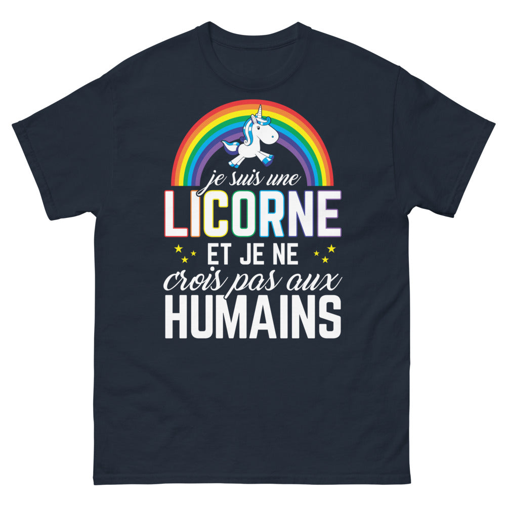 T-shirt Licorne marine - Je ne crois pas aux humains