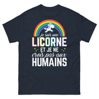 Thumbnail for T-shirt Licorne marine - Je ne crois pas aux humains