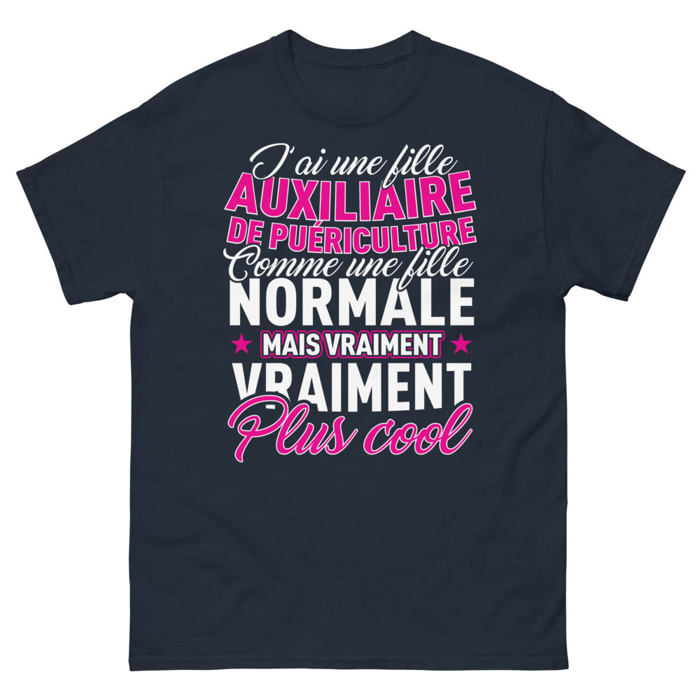 T-shirt Auxiliaire de puériculture marine - Plus cool qu'une fille normale