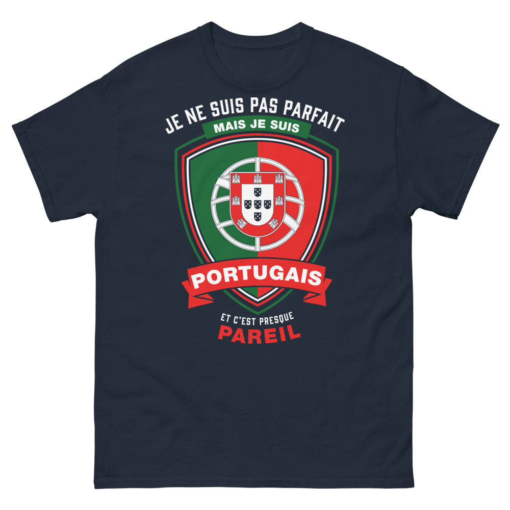 T-shirt portugais marine - Presque parfait, humour et fierté portugaise