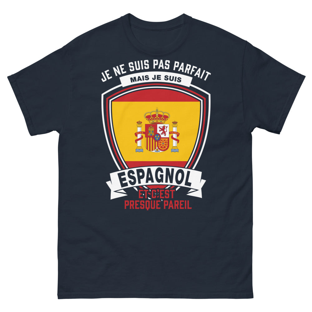 T-shirt Espagnol marine - Je ne suis pas parfait mais je suis Espagnol