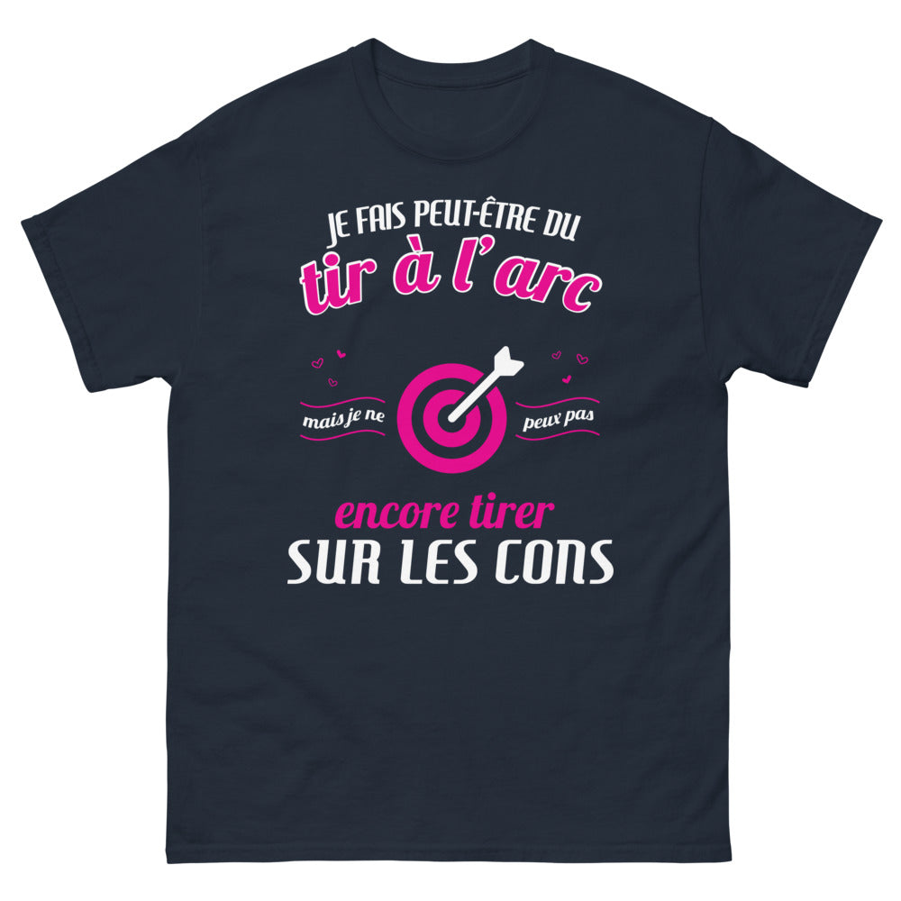 T-shirt Tireur à l’Arc Hésitant marine - slogan archer avec flèche