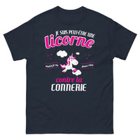 Thumbnail for T-shirt Licorne marine - Je suis peut-être une licorne, mais je ne peux rien contre la connerie