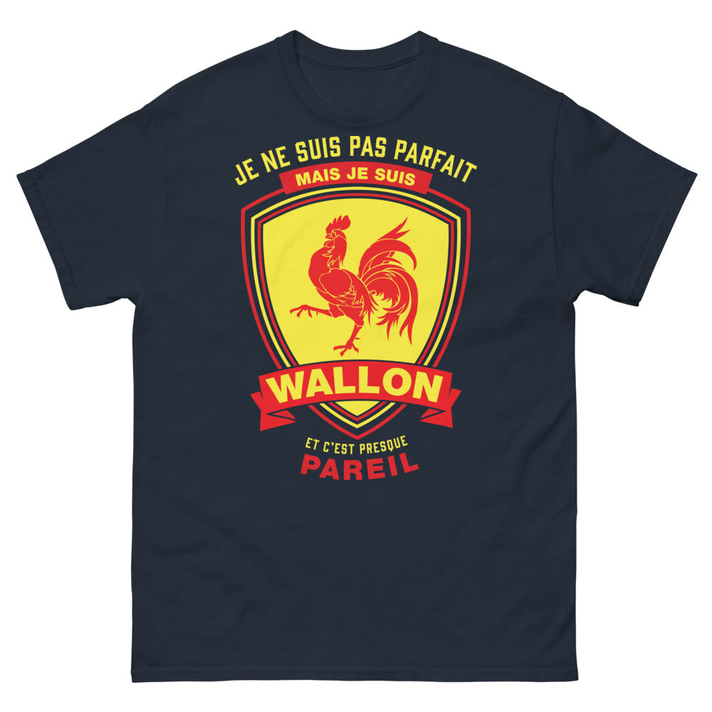 T-shirt Wallon marine - Je ne suis pas parfait mais je suis Wallon