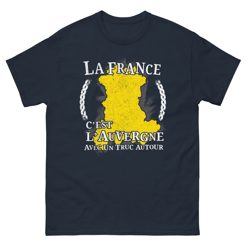 T-shirt La France c'est l'Auvergne (et un truc autour) marine - clin d'œil auvergnat