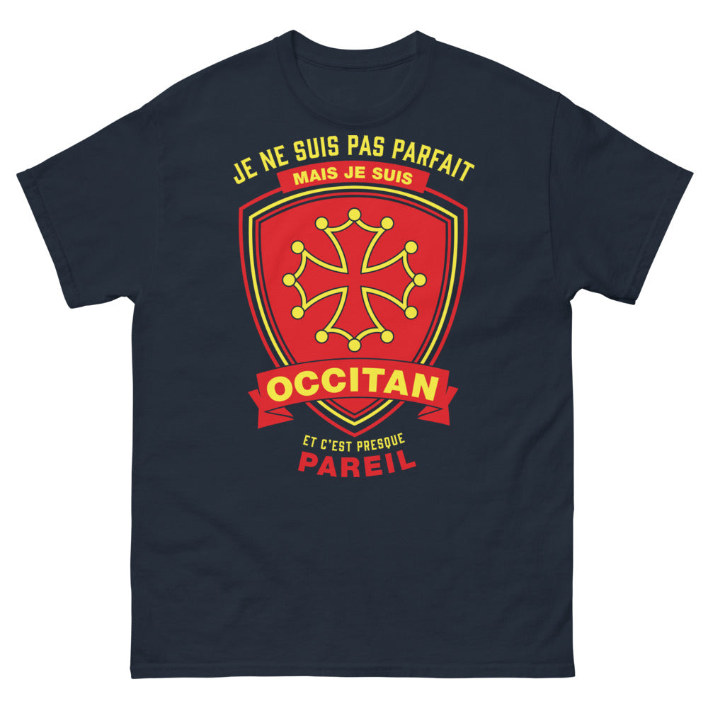 T-shirt Occitan marine - Je ne suis pas parfait mais je suis Occitan, c'est presque pareil