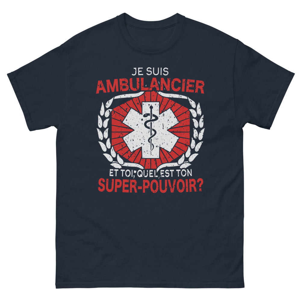 T-shirt Ambulancier marine - Je suis ambulancier, quel est ton super pouvoir ?