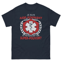 Thumbnail for T-shirt Aide-soignant marine - Quel est ton super pouvoir ?