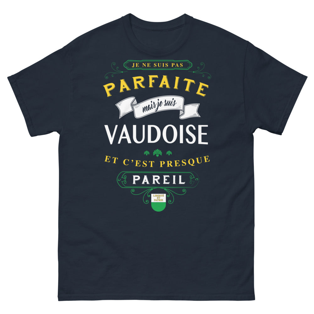 T-shirt Vaudoise marine - Je ne suis pas parfaite, mais je suis Vaudoise