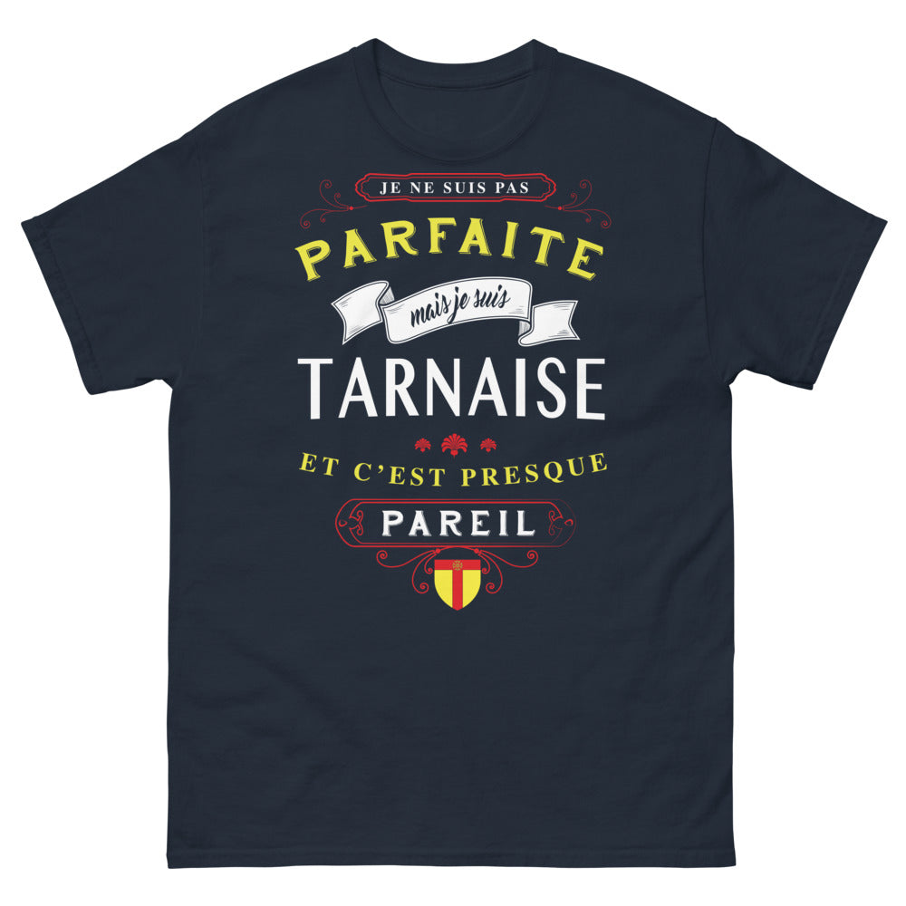 T-shirt Tarnaise marine - Je ne suis pas parfaite, mais je suis Tarnaise
