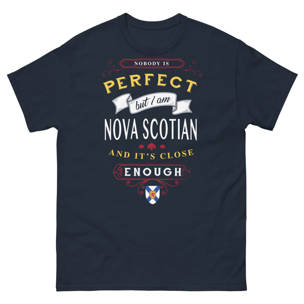 T-shirt Nouvelle-Écosse marine - Nobody is perfect but I am Nova Scotian