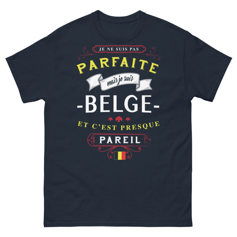 T-shirt Belge marine - Je ne suis pas parfaite mais je suis Belge
