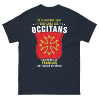 Thumbnail for T-shirt Occitans marine - 'Et le huitième jour, Dieu créa les Occitans'