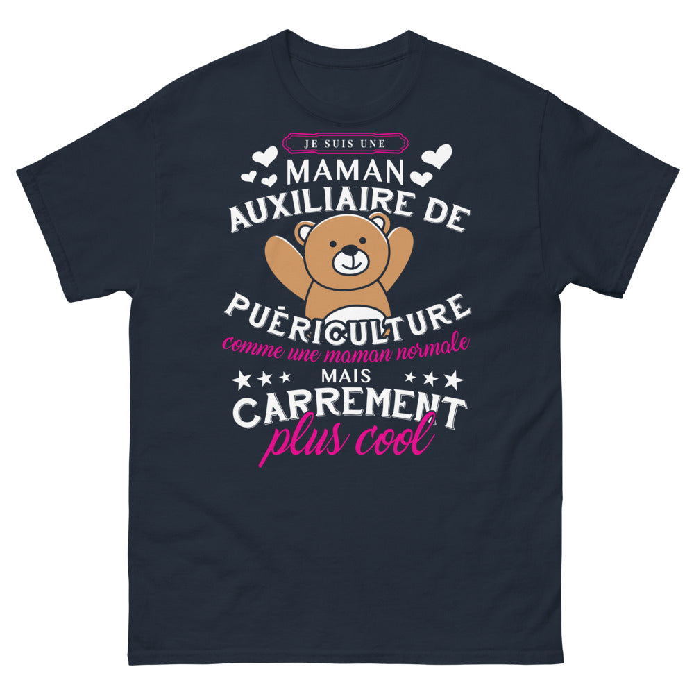 T-shirt Maman auxiliaire de puériculture marine - Plus cool qu'une maman normale