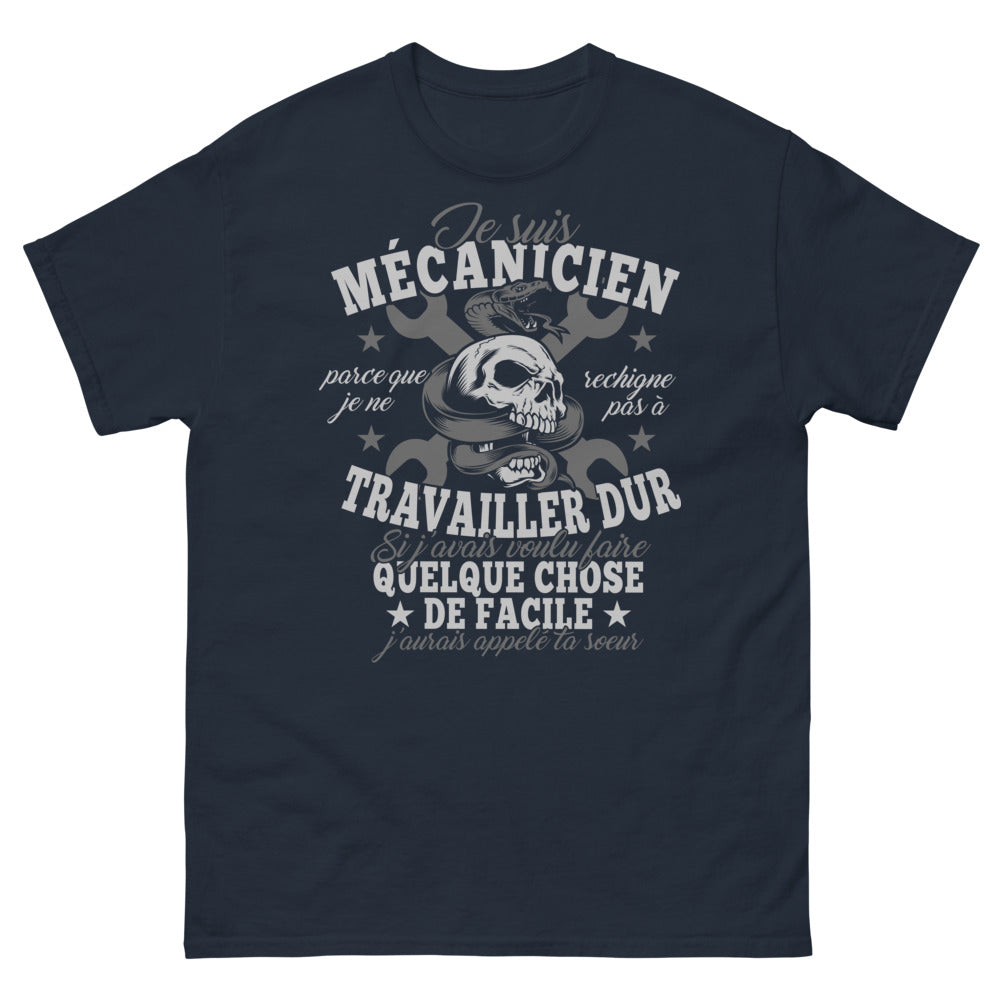 T-shirt Mécano travailleur marine - Si j'avais voulu facile, j'aurais appelé ta sœur