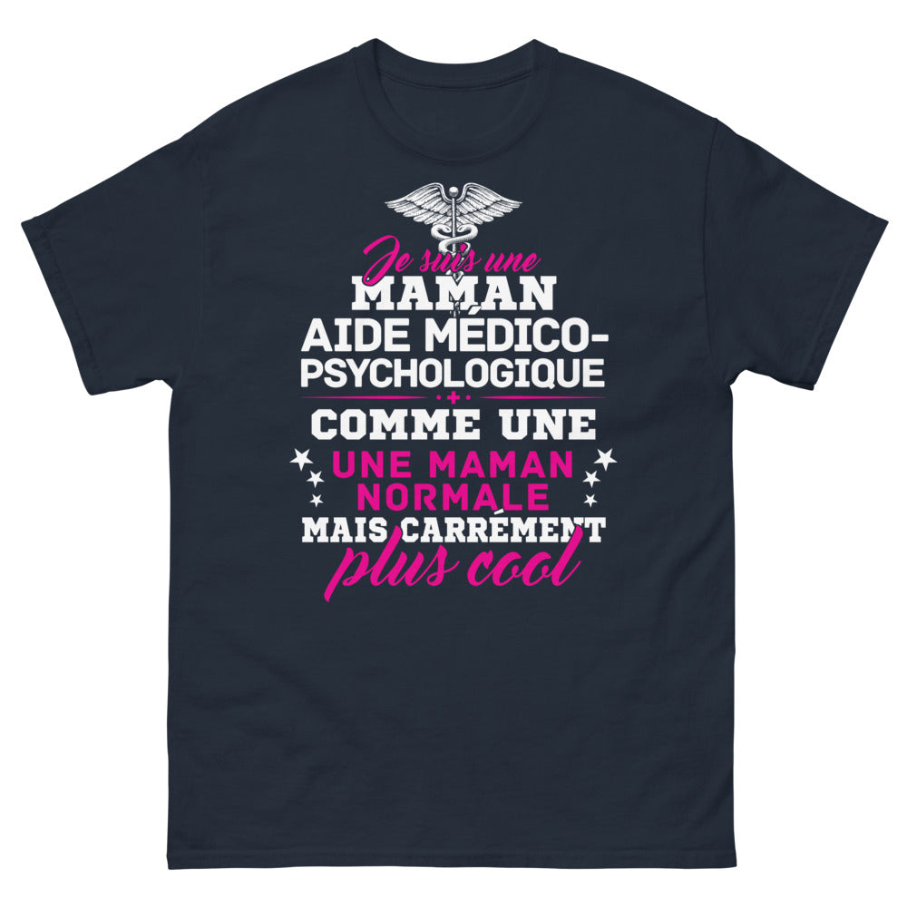 T-shirt Maman aide médico-psychologique marine - Cool et fière