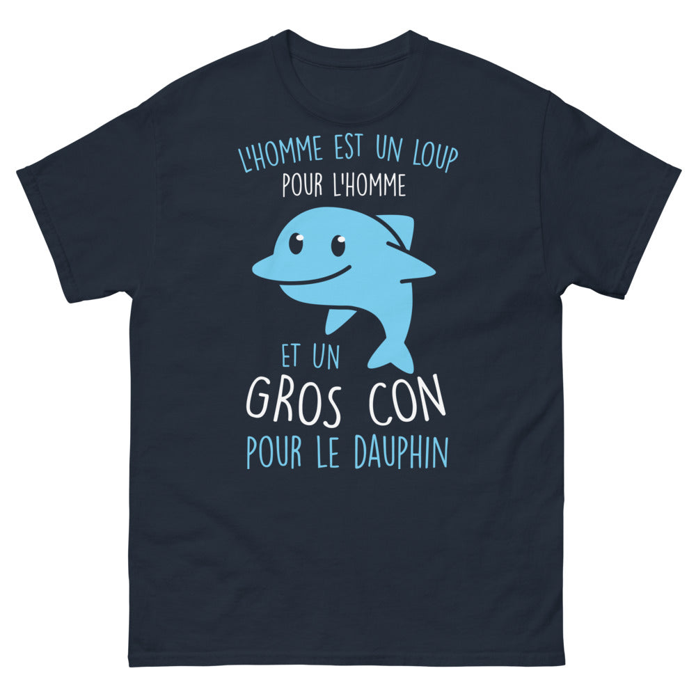 T-shirt philosophes marins marine - humour grinçant sur le dauphin
