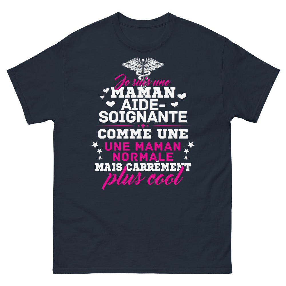 T-shirt Maman aide-soignante marine - Plus cool qu'une maman normale