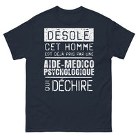Thumbnail for T-shirt Aide Médico-Psychologique marine - Cœur déjà pris par une AMP déchirante