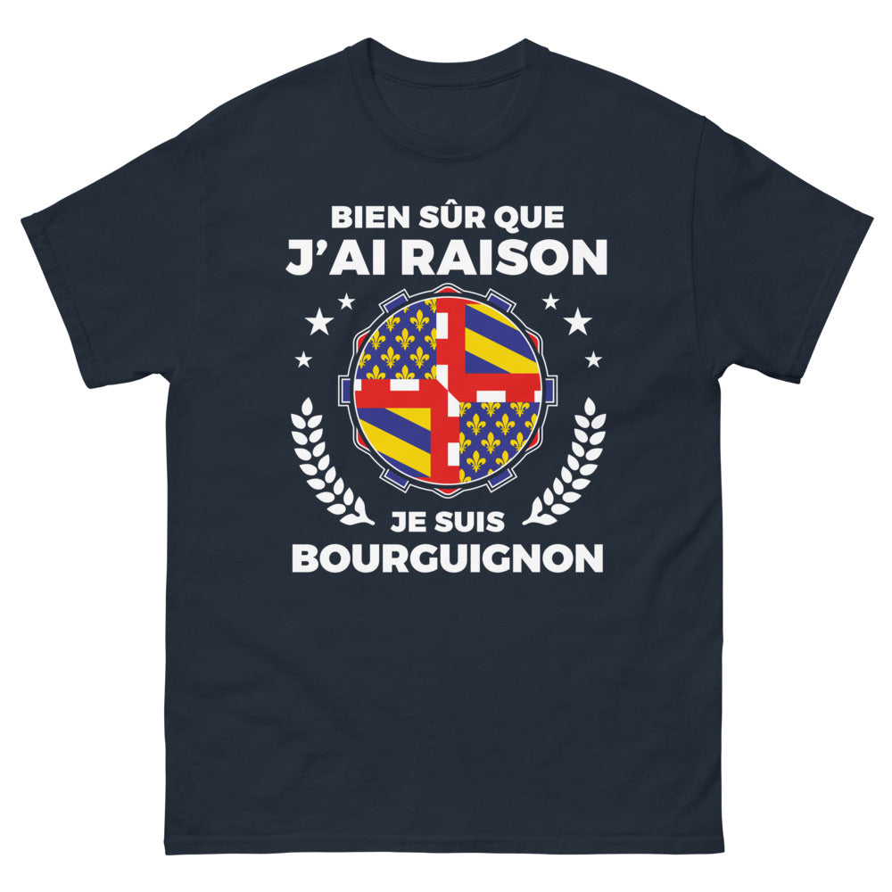 T-shirt Bourgogne marine - Bien sûr que j'ai raison, je suis Bourguignon