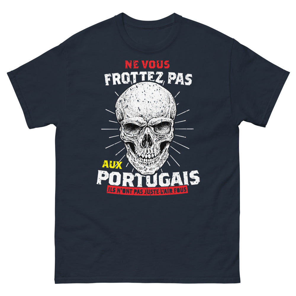 T-shirt Portugais marine - Ne vous frottez pas aux Portugais