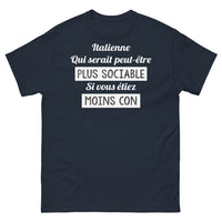 Thumbnail for T-shirt Italie marine - Italienne-qui-serait-peut-être-plus-sociable-si-vous-étiez-moins-con