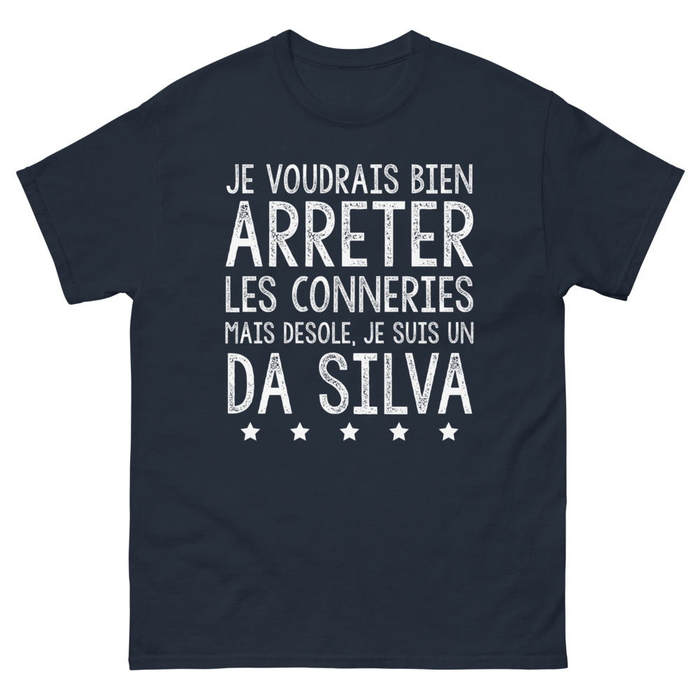 T-shirt Da Silva marine - Je voudrais bien arrêter les conneries